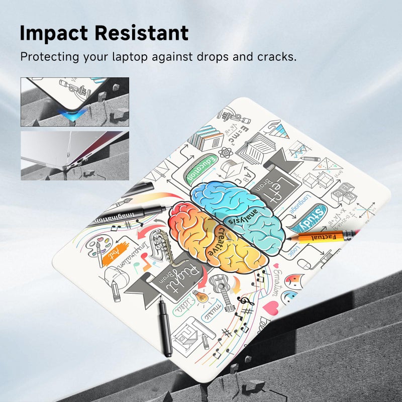 Funut for MacBook Air 13 Inch Case A1466 A1369 Release 2017-2010, Rubber Plastic Hard Shell Case Matte Coated Soft Touch Cover Fashion Style for MacBook Air 13.3 Inch A1466 A1369,Cartoon Brain - Image 5